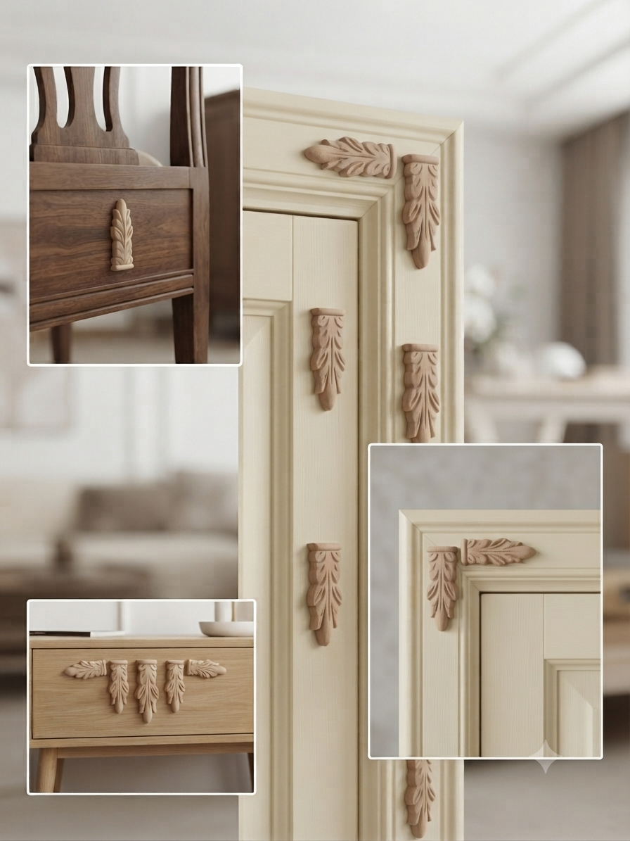 Raw MDF Unpainted Decorative Applique 2.5 x 6 Inch | Furniture Restyling and Wall Panel Accents