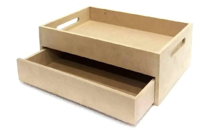 8x12x4 Inch"DIY MDF Table Organizer with Drawer | Unfinished Wooden Desk Organizer Tray | MDF Storage Box for Office, Study & Craft |