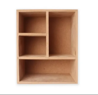 Raw mdf pencil box 4 slot wooden stationery holder 5.5×7×4 inch