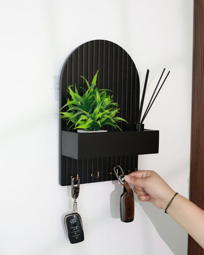 Arch Wall-Mounted Key Holder with Shelf size 9×14