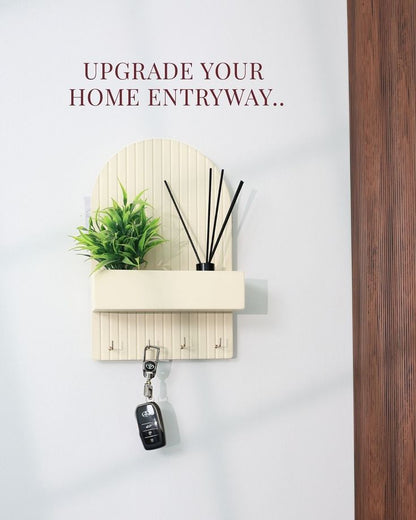 Arch Wall-Mounted Key Holder with Shelf size 9×14