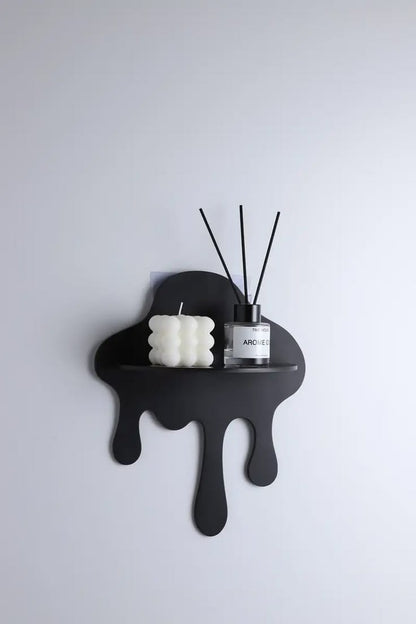 set of 3 Creative Drip-Shaped Wall Shelf (Black+Green+off-white)