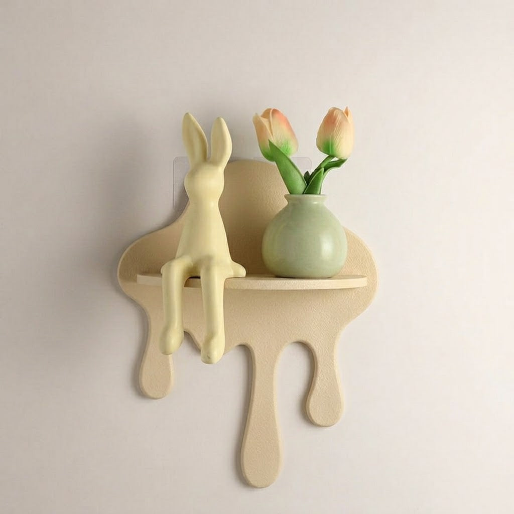 set of 3 Creative Drip-Shaped Wall Shelf (Black+Green+off-white)
