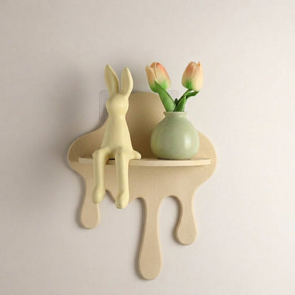 set of 3 Creative Drip-Shaped Wall Shelf (Black+Green+off-white)