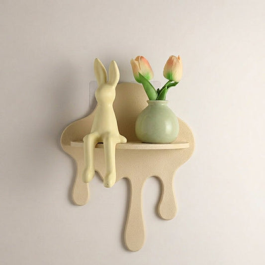 set of 3 Creative Drip-Shaped Wall Shelf (Black+Green+off-white)