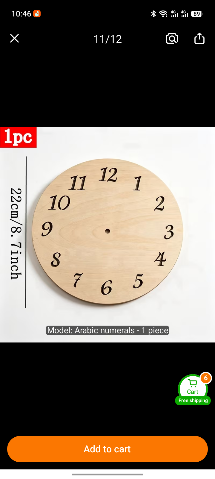 Flat raw mdf clock size 12 inch in Roman number and English number for craft and painting