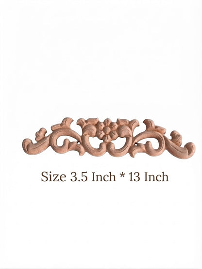 Raw MDF Carving Applique | Size: 3.5x13 Inches set of 4 Unpainted Decorative CNC Panel for Furniture & Doors