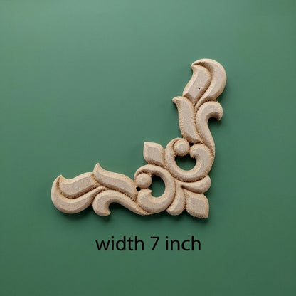Raw MDF 7x7 Inch Unpainted Wood Carved Corner Appliques for Furniture, Doors, Bed Headboards & Cabinets - Decorative Wooden Corner Moldings