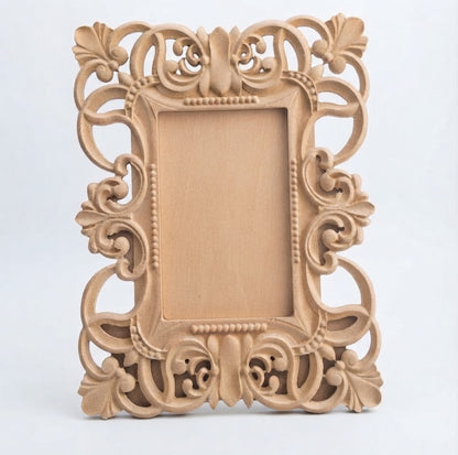 RAW MDF 3D Carved Mirror Frame (18" x 24") thickness (16mm)- Stylish Wall Decor | Raw Unpainted without mirror