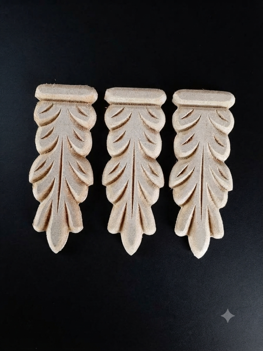 Raw MDF Unpainted Decorative Applique 2.5 x 6 Inch | Furniture Restyling and Wall Panel Accents