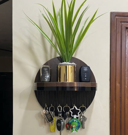Antique Round Fluted Wall Shelf with Key Holder