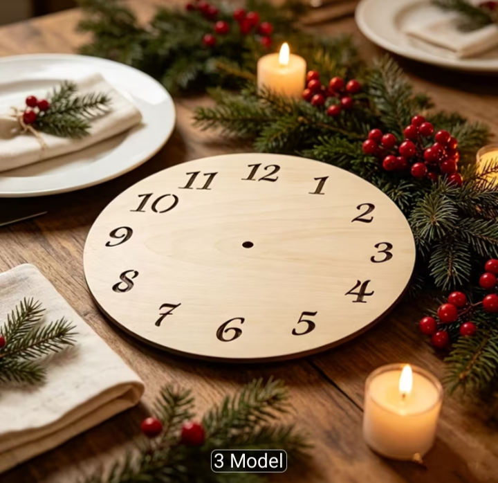 Flat raw mdf clock size 12 inch in Roman number and English number for craft and painting