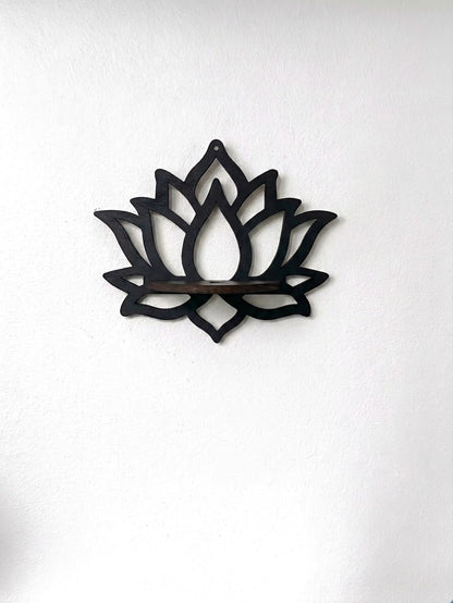 CNC-Cut Decorative Lotus Shelf - Available in Black & White - Single Piece - 10 x 12 Inch