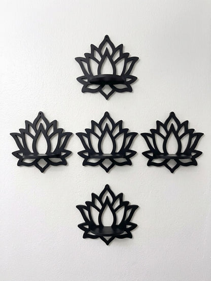 CNC-Cut Decorative Lotus Shelf - Available in Black & White - Single Piece - 10 x 12 Inch