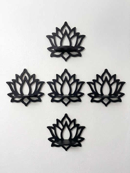 CNC-Cut Decorative Lotus Shelf - Available in Black & White - Single Piece - 10 x 12 Inch