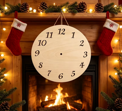 Flat raw mdf clock size 12 inch in Roman number and English number for craft and painting