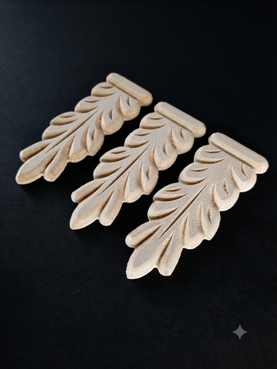 Raw MDF Unpainted Decorative Applique 2.5 x 6 Inch | Furniture Restyling and Wall Panel Accents