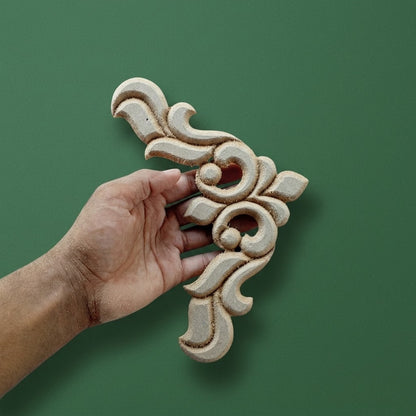 Raw MDF 7x7 Inch Unpainted Wood Carved Corner Appliques for Furniture, Doors, Bed Headboards & Cabinets - Decorative Wooden Corner Moldings