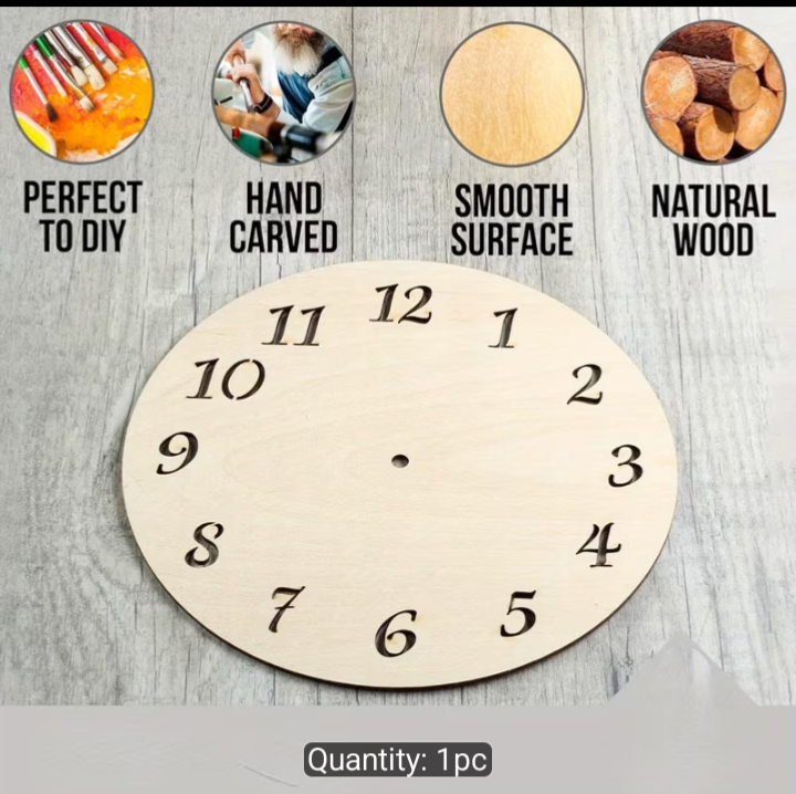 Flat raw mdf clock size 12 inch in Roman number and English number for craft and painting