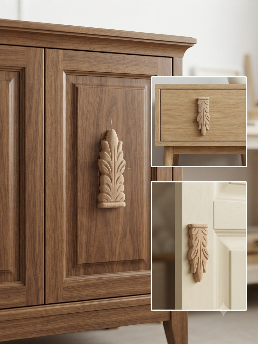 Raw MDF Unpainted Decorative Applique 2.5 x 6 Inch | Furniture Restyling and Wall Panel Accents