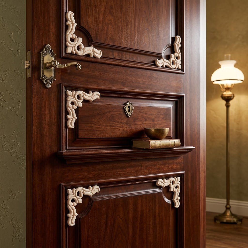 Raw MDF 7x7 Inch Unpainted Wood Carved Corner Appliques for Furniture, Doors, Bed Headboards & Cabinets - Decorative Wooden Corner Moldings